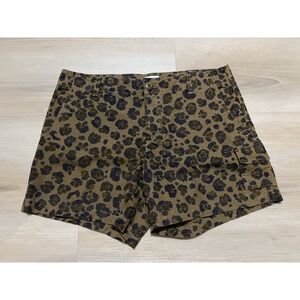 J‎ Crew Leopard Print Shorts Size 8 Women Cotton Cargo 4.5" Inseam